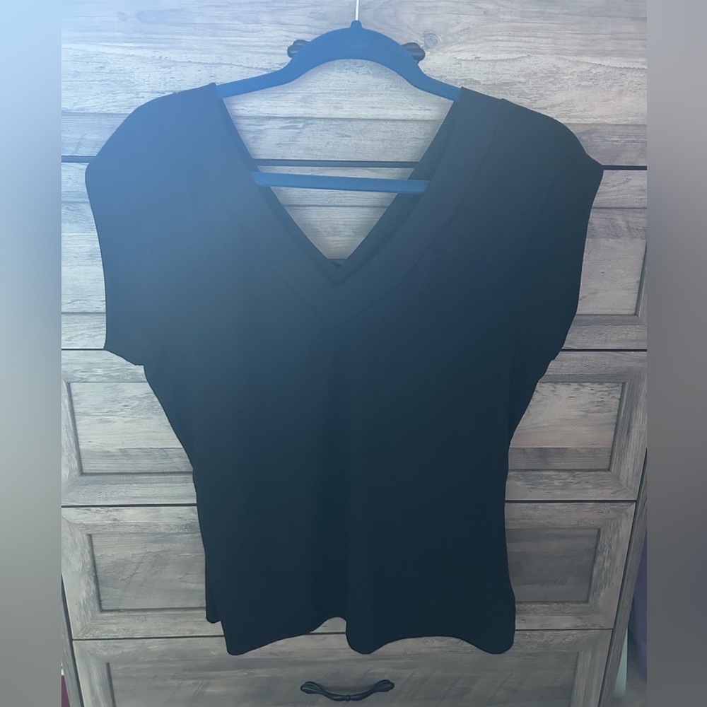Business Causal Black V-Neck Top